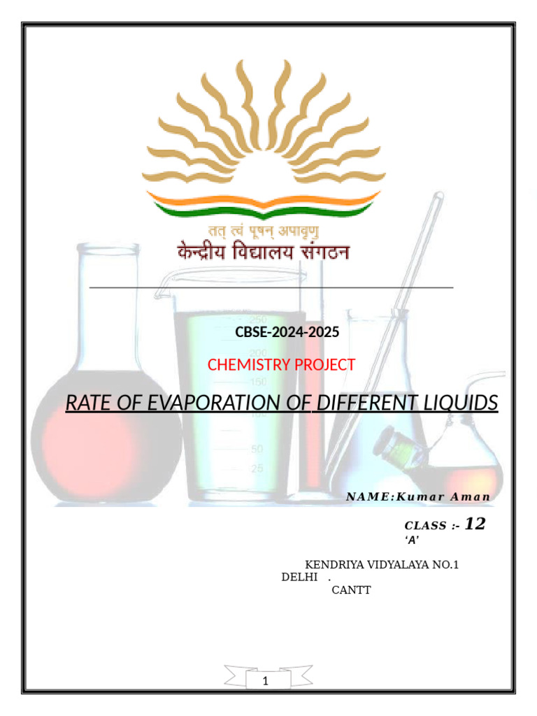 Chemistry Project Aman | PDF | Evaporation | Applied And ...