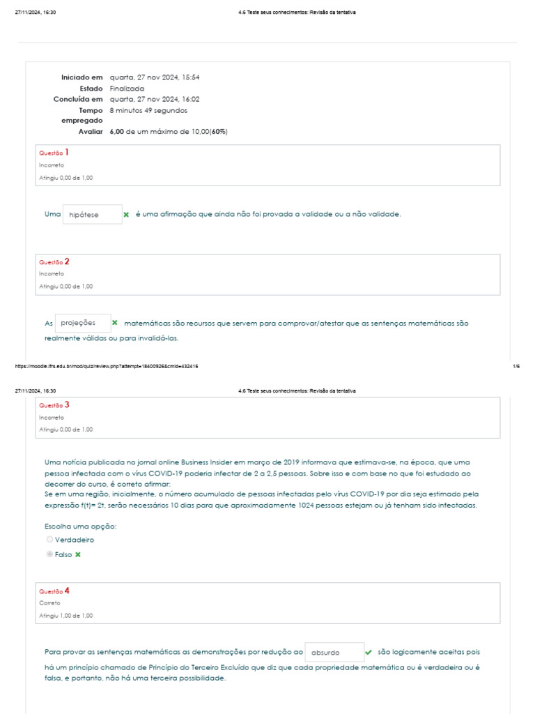 Revisão de Teste de Conhecimentos Matemáticos | PDF | Matemática