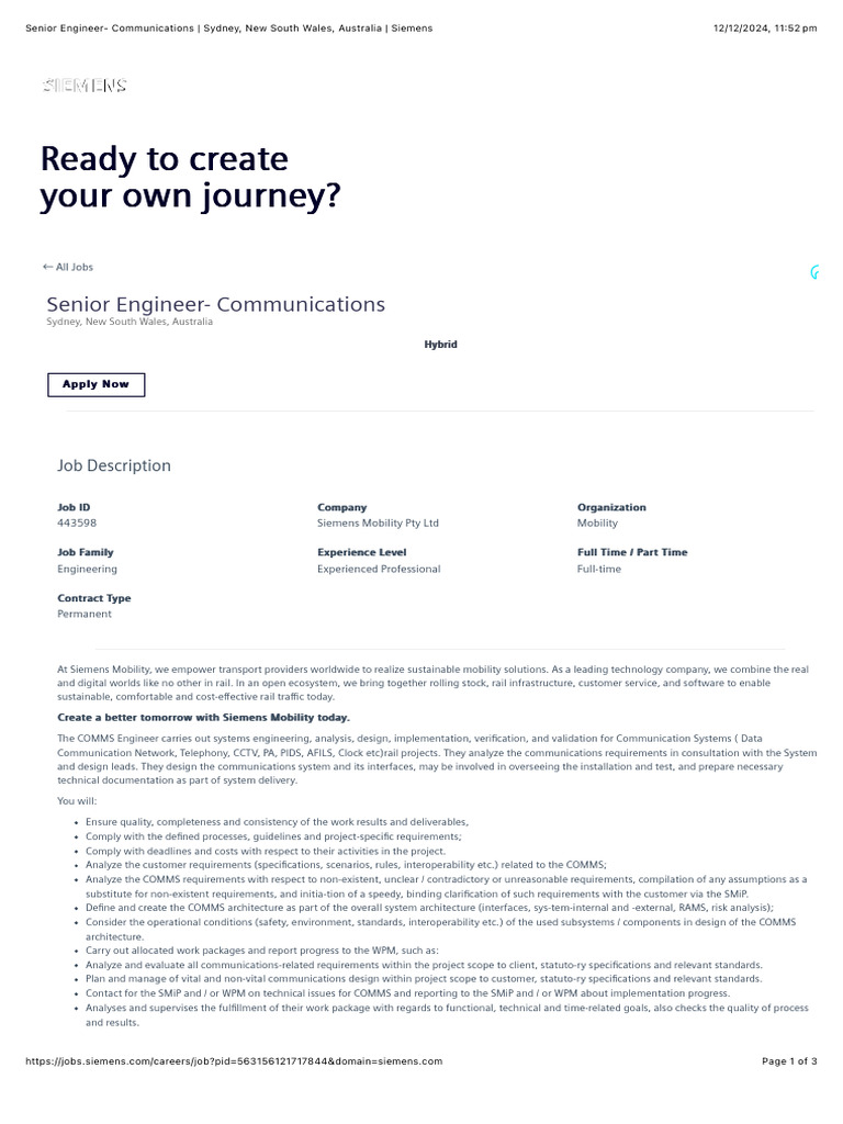 Senior Engineer - Communications | PDF | Diversity (Business) | System