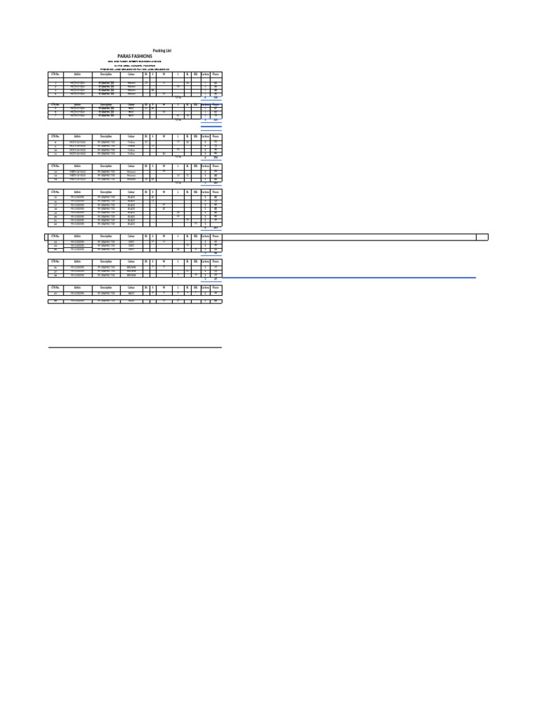 Paras Fashions: Packing List | PDF