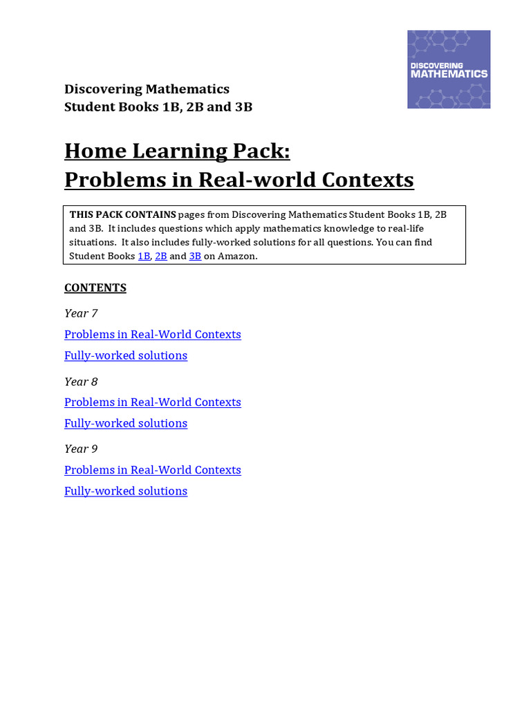 (432524) KS3 Home Learning Pack 3 | PDF | Paper | Area