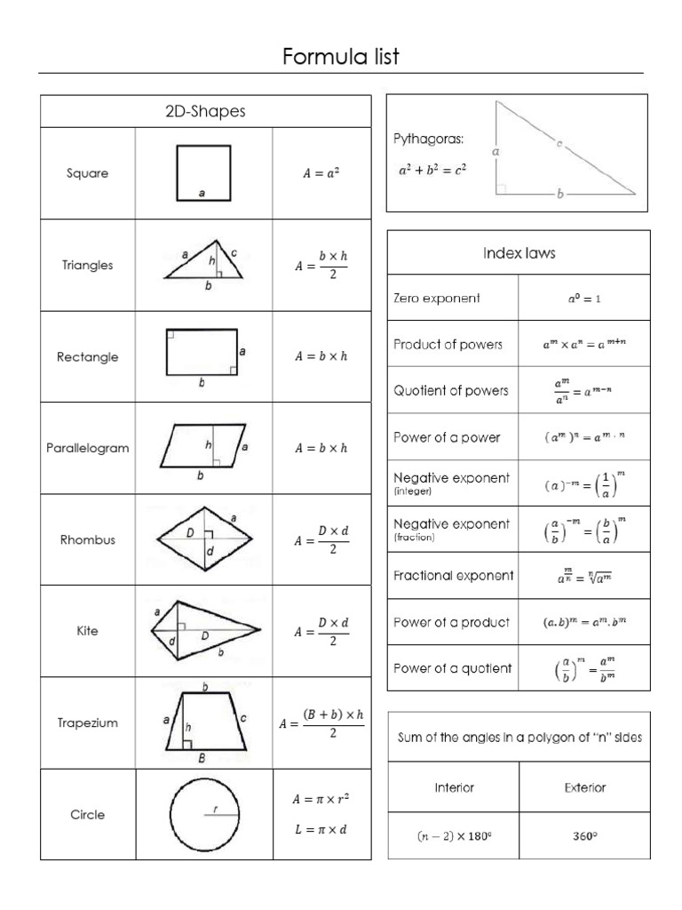 Formula List | PDF