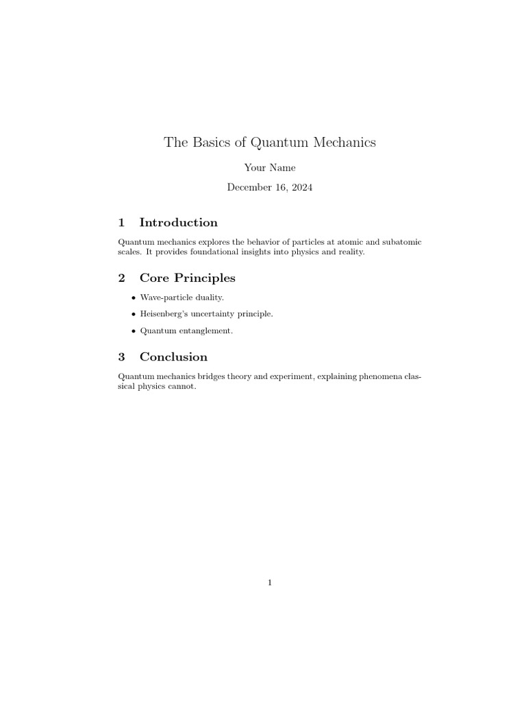 Fundamentals of Quantum Mechanics | PDF