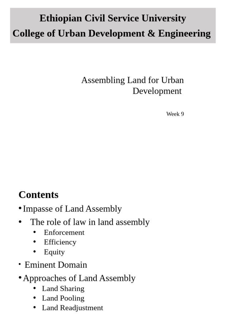 Land Assembly Strategies in Urban Development | PDF | Eminent Domain ...