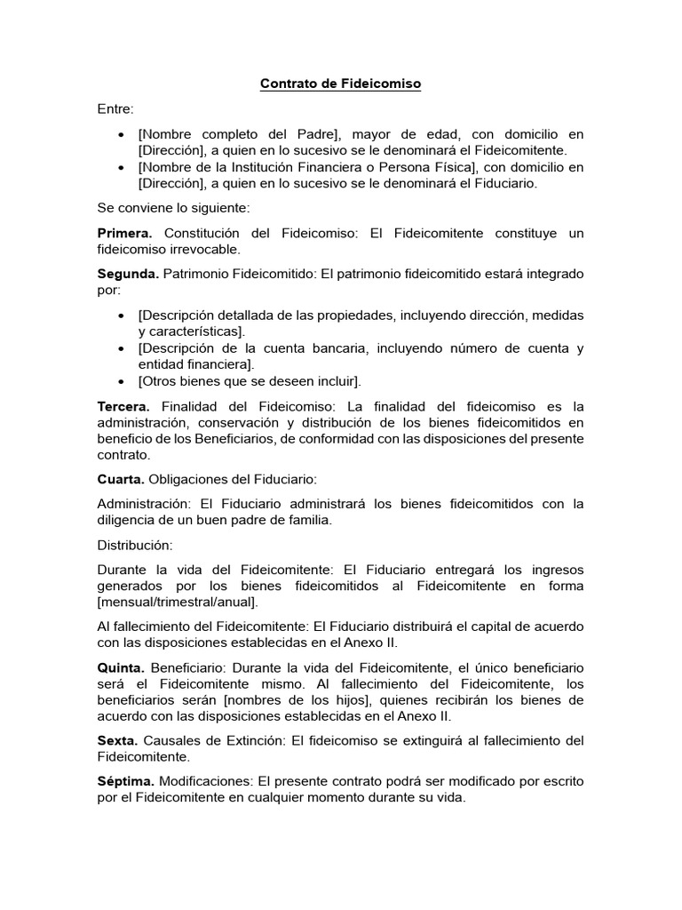 Modelo de Contrato de Fideicomiso | PDF | Justicia | Crimen y violencia
