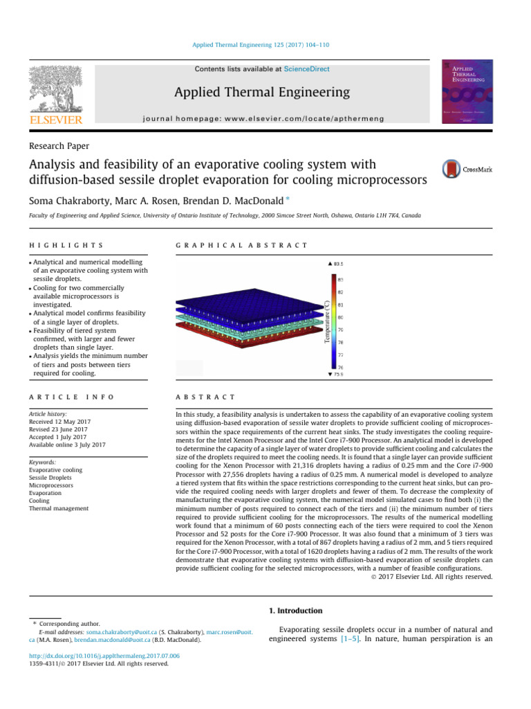 Analysis and Feasibility of An Evaporative Cooling System With | PDF ...