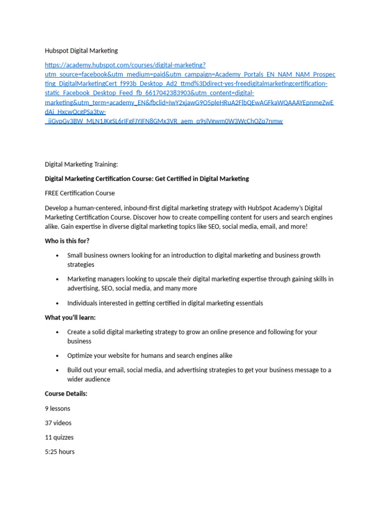 Hubspot Digital Marketing | PDF | Digital Marketing | Search Engine ...