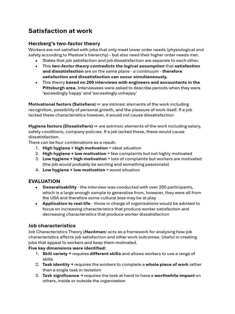 Five Dimensions of Job Satisfaction | PDF | Job Satisfaction ...