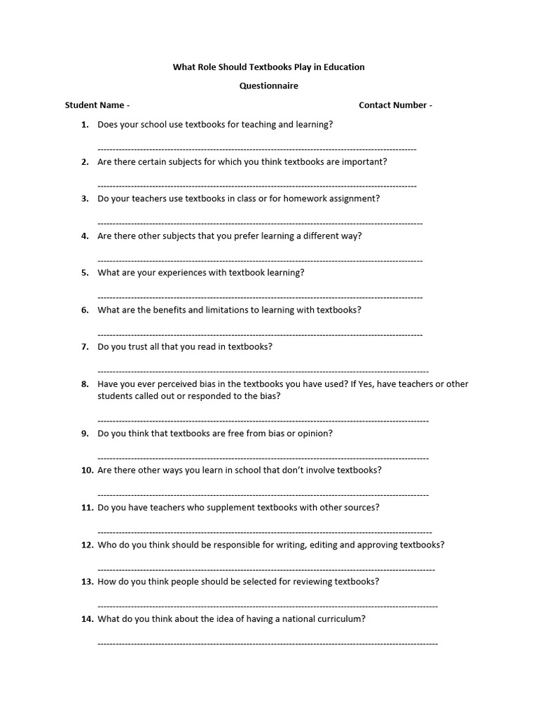 Textbook Usage in Education Survey | PDF | Textbook | Bias