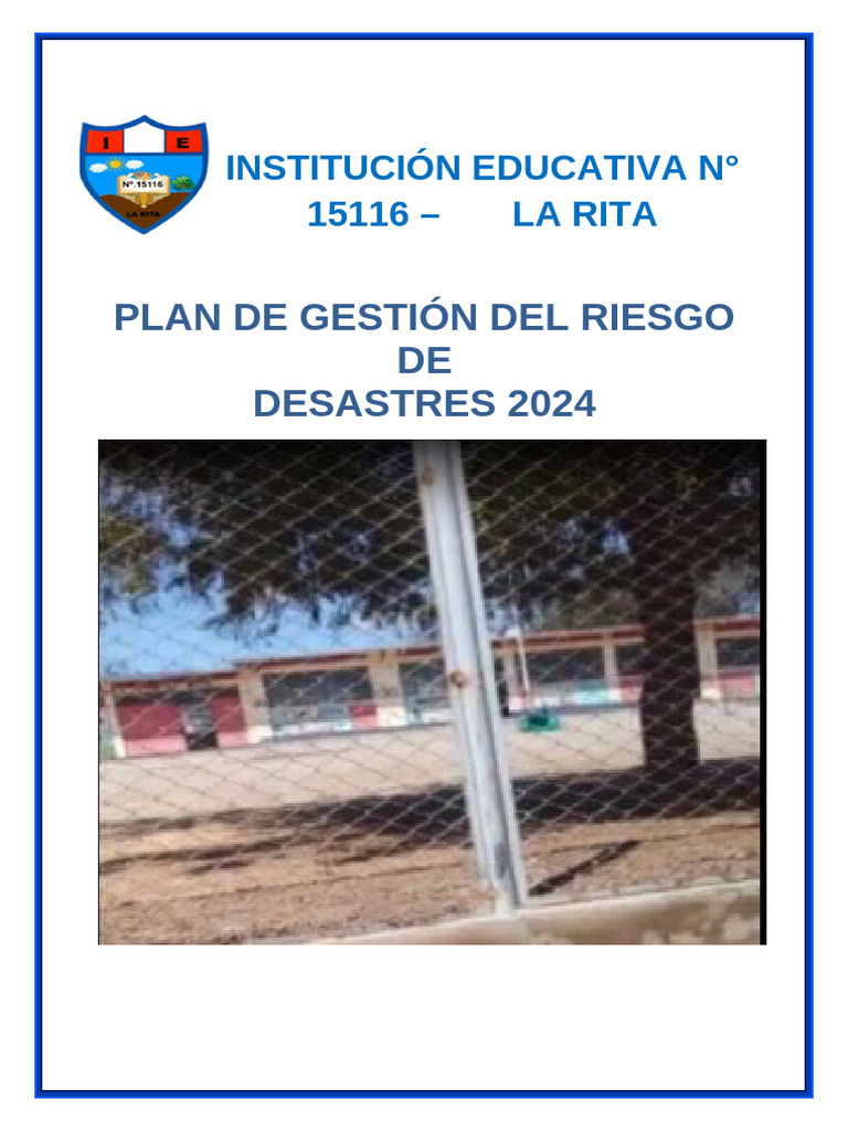 Plan de Gestion de Riesgo 15116 2024 | PDF | Defensa Civil | Desastres ...