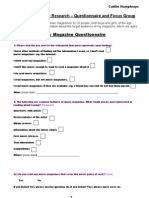 Questionnaire Findings Focus Group