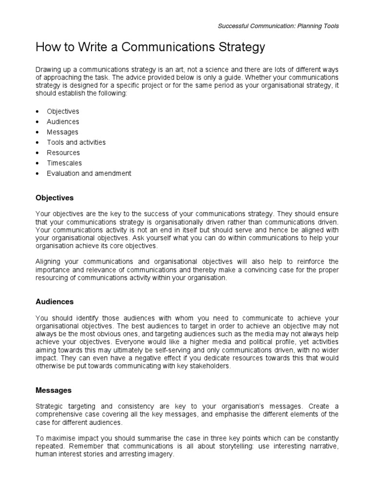 Communication Strategy 1 | PDF