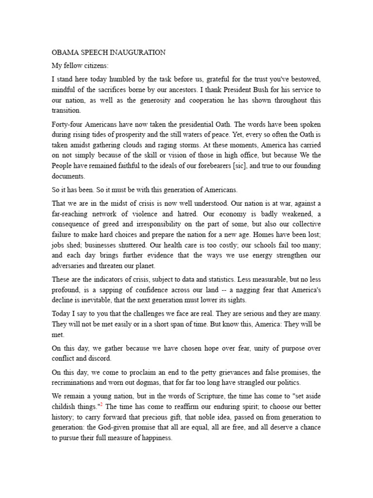 Obama Speech Inauguration | PDF