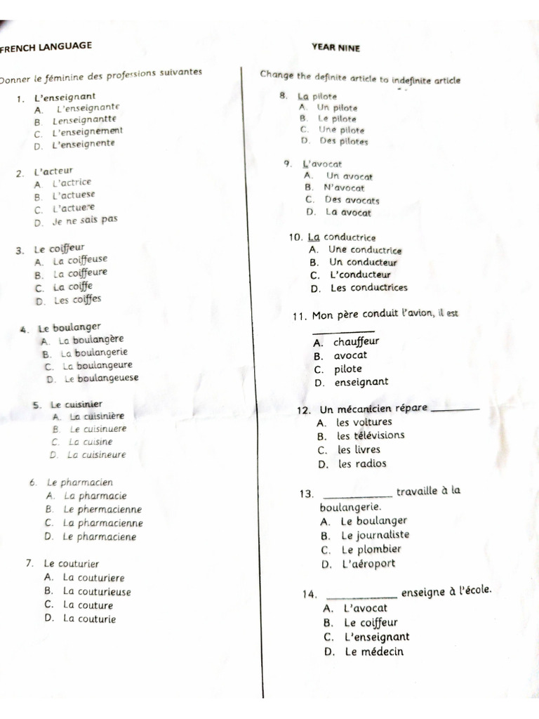 French Past Questions | PDF