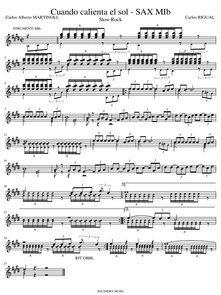 Cuando Calienta El sol-SOL-SAX-MIb | PDF