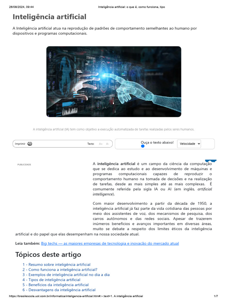 Entenda a Inteligência Artificial Hoje | PDF | Inteligência artificial ...