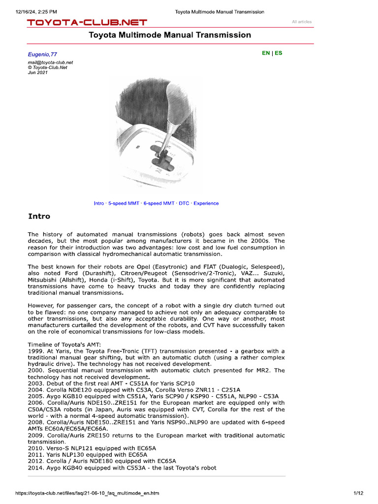 Toyota MMT | PDF