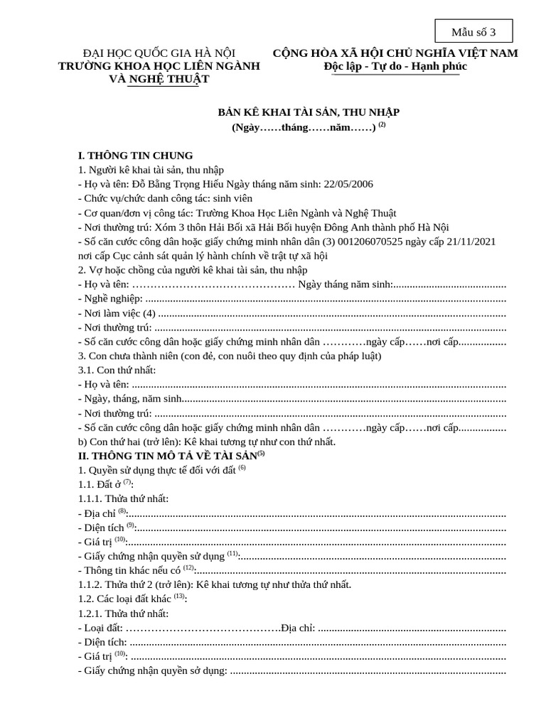 Mau 3 - Ke Khai Tai San | PDF
