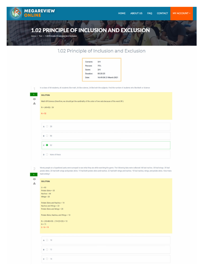 1.02 Principle of Inclusion and Exclusion | PDF