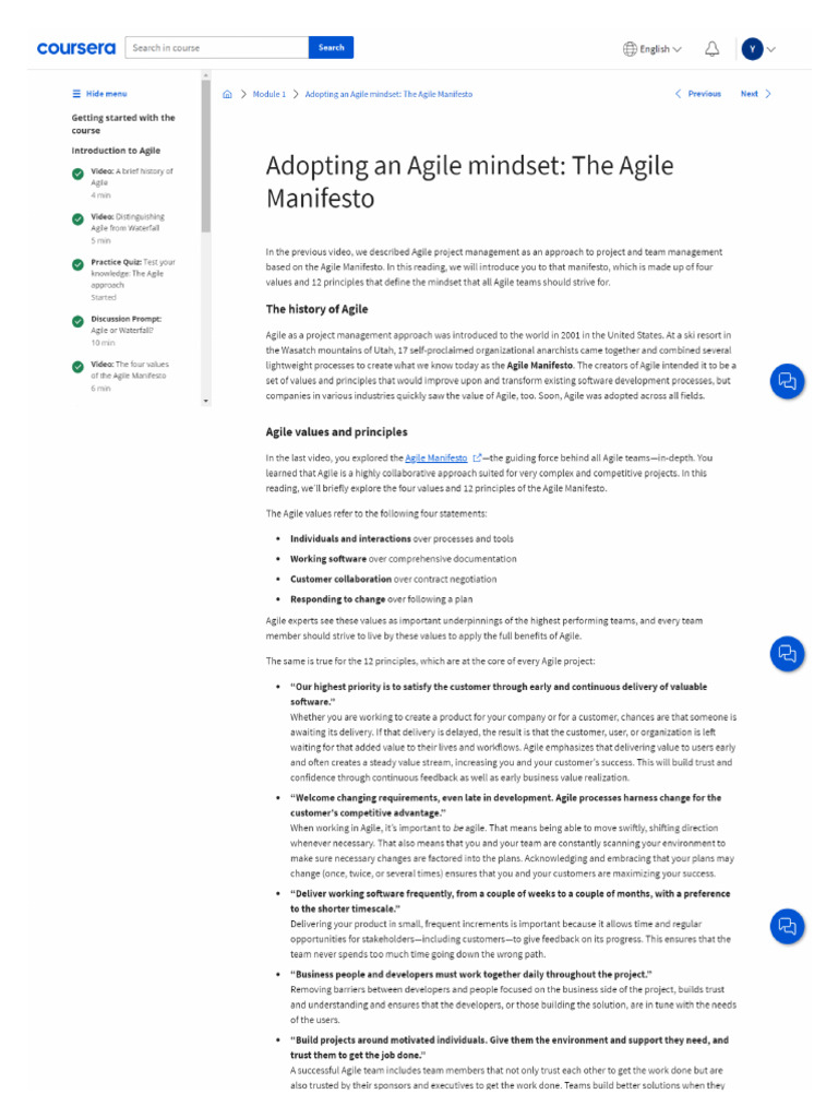 Adopting An Agile Mindset The Agile Manifesto | PDF
