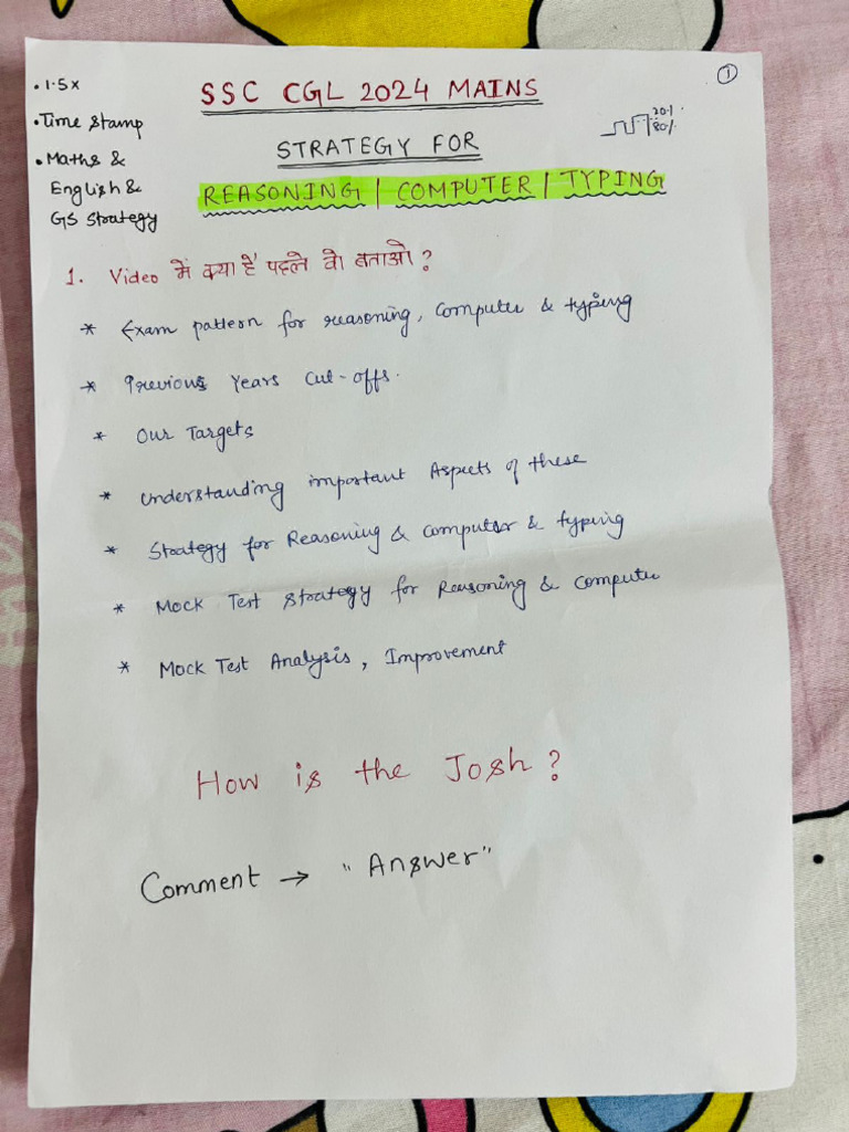 ASO VLOGS Computer, Reasoning and Typing Strategy For SSC CGL 2024 | PDF