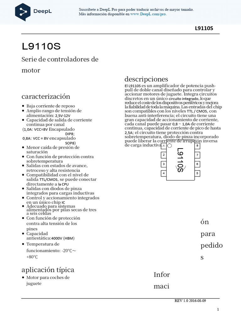 Mixic-L9110S - C513306 Es | PDF | Circuito integrado | Red eléctrica