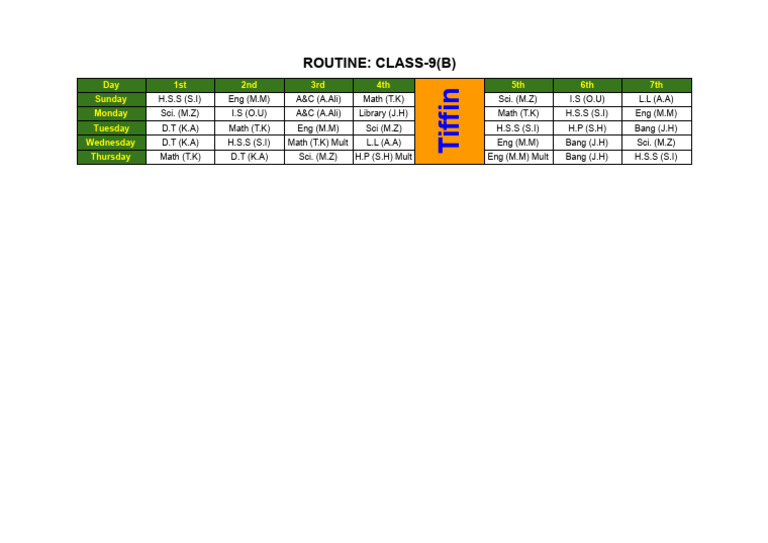 Class Routine - Sheet1 | PDF