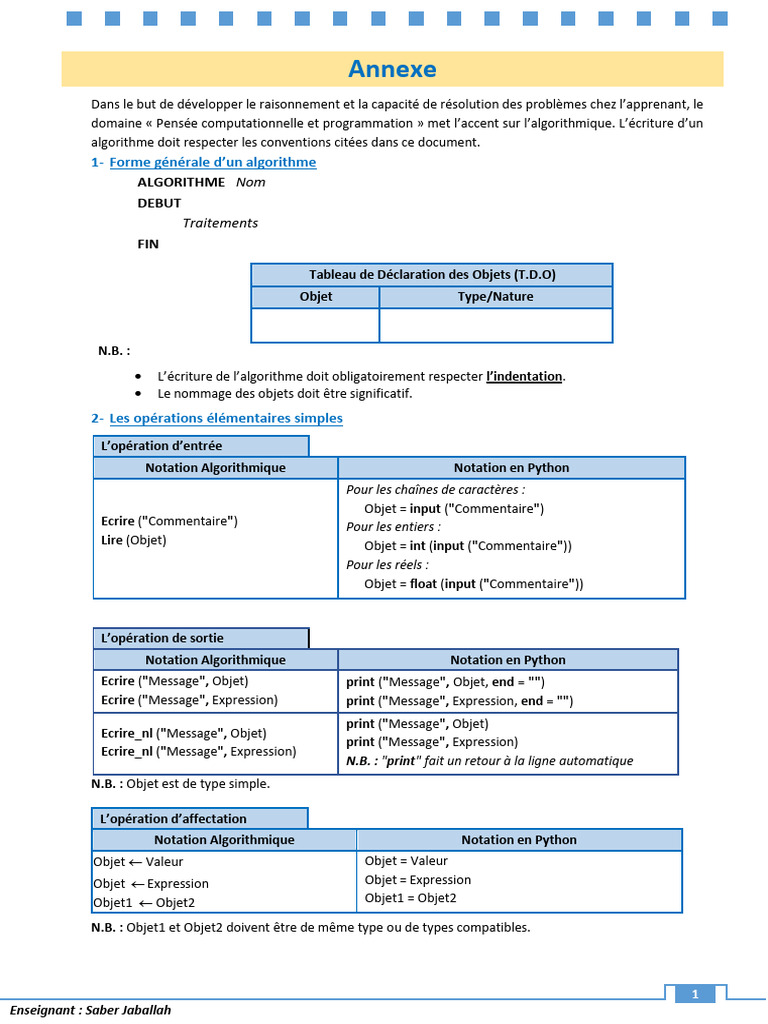 Annexe sur l'algorithmique Python | PDF | Entier naturel | Python ...