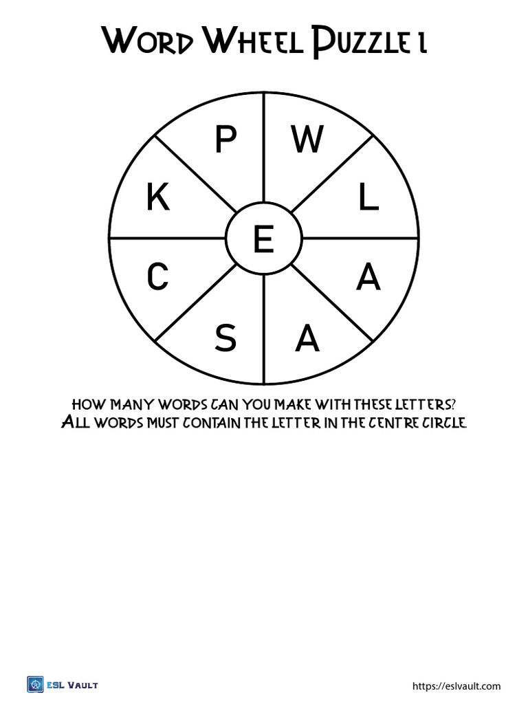 Free Word Wheel Puzzle Printable 1 | PDF