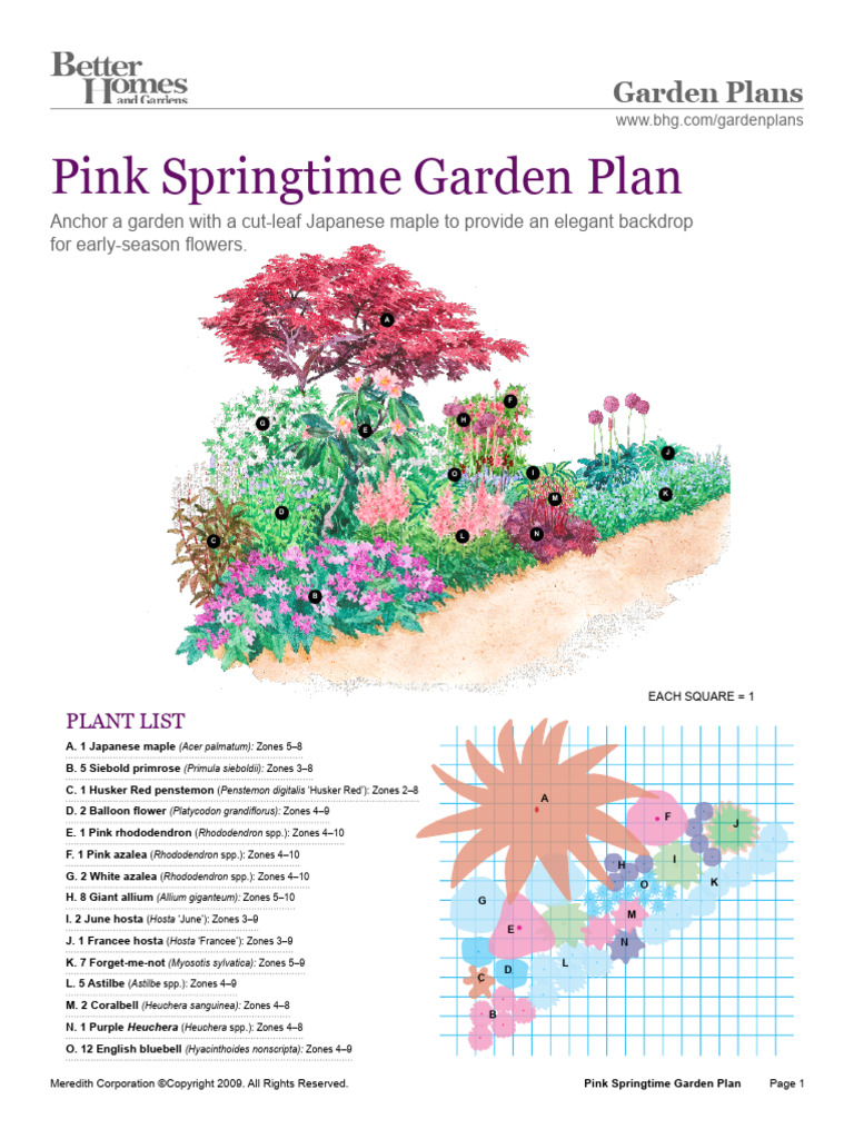PinkSpringtime GardenPlan | PDF | Mulch | Trees