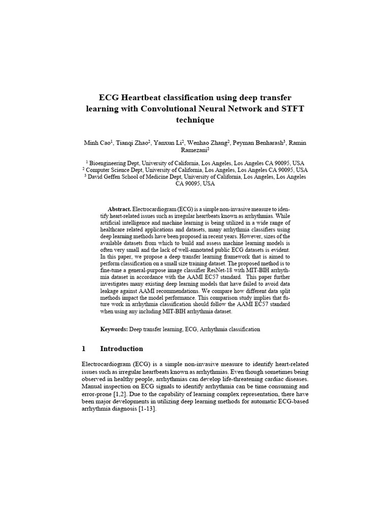 ECG Heartbeat Classification Using Deep Transfer Learning With ...