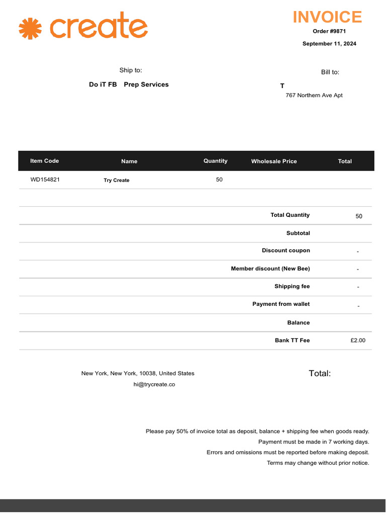 Invoice 9871 | PDF | Invoice | Money