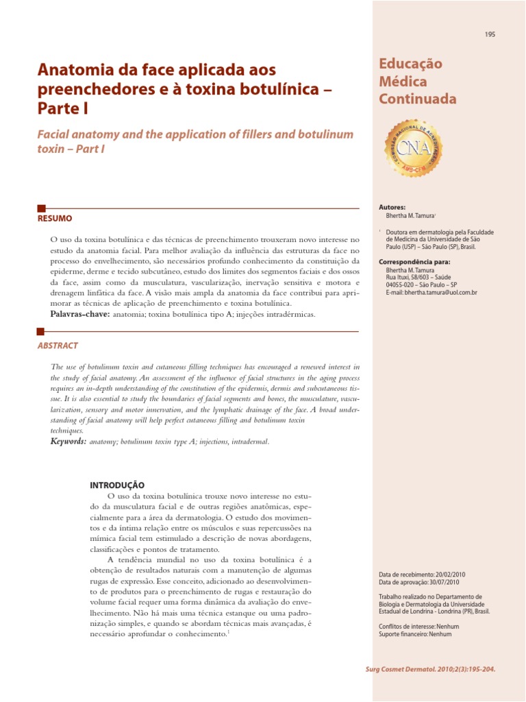 Anatomia Facial para Preenchimentos e Botox | PDF | Crânio | Cabeça e ...
