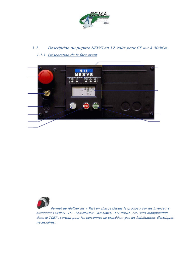 Pupitre NEXYS 12V pour groupes électrogènes | PDF
