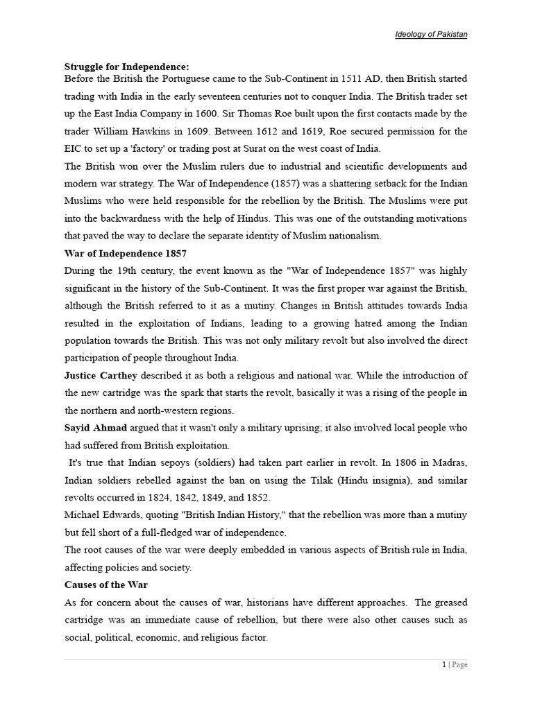 Topic-3 Struggle For Independence | PDF | British Raj | Two Nation Theory