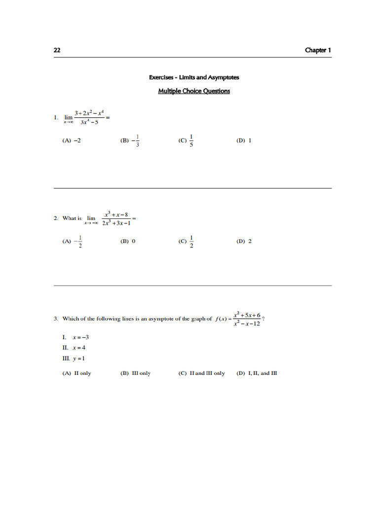 Limits at Infinity and Asymptotes | PDF