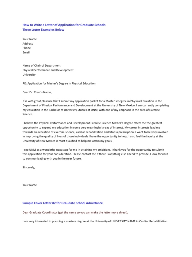 Cover letter for graduate school deals
