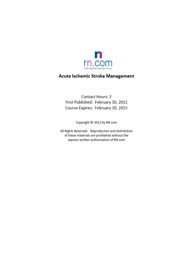 Acute Ischemic Stroke Management | PDF | Stroke | Ischemia