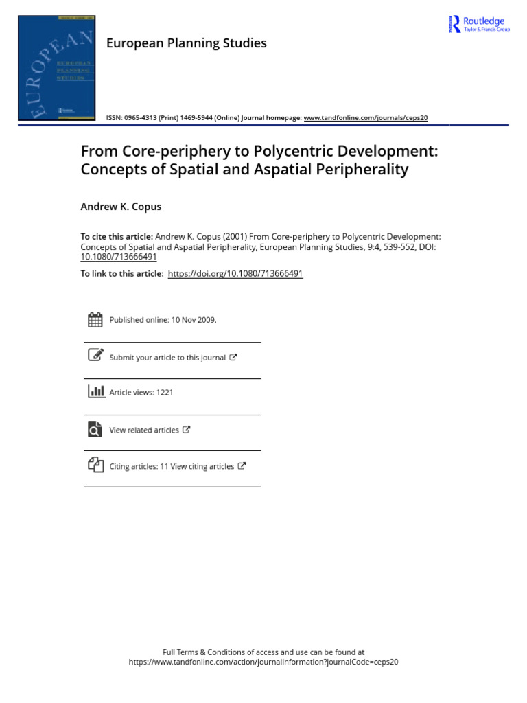 From Core-Periphery To Polycentric Development Concepts of Spatial and ...