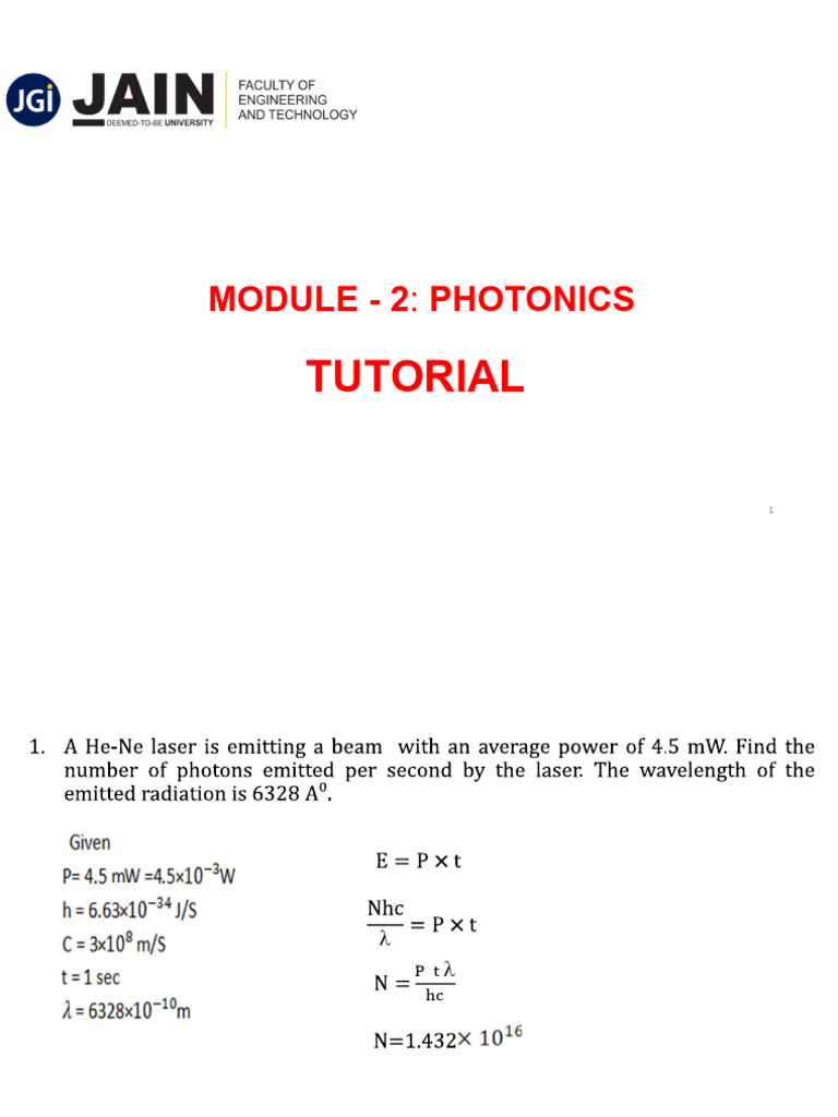 Photonics and Optical Fibers Tutorial | PDF | Optical Fiber | Laser