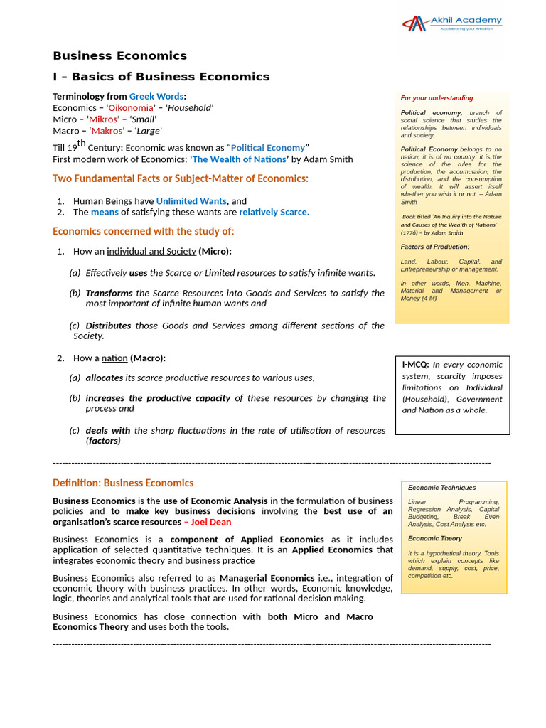 Akhil Book Economics Ch 1 U 1 Pdf Economics Macroeconomics