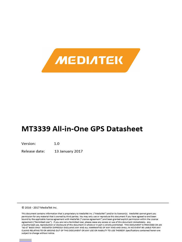 MT3339 GPS Datasheet Overview | PDF | Telecommunications Engineering ...