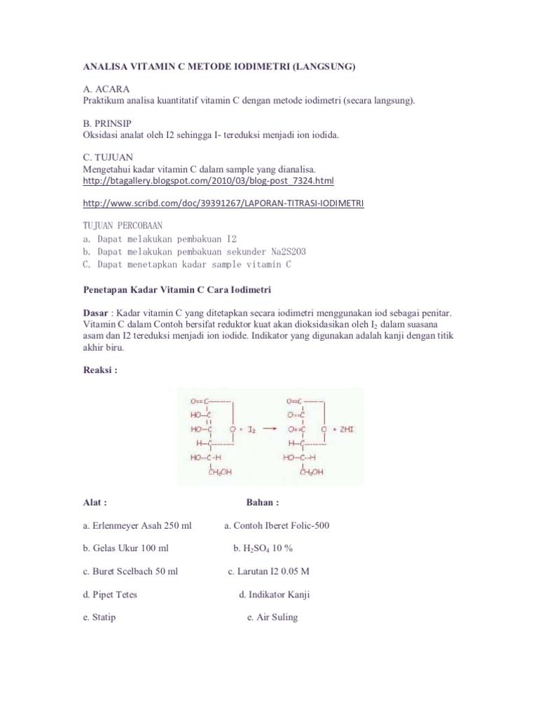 10 Besar Pollo Graph Jurnal Penentuan Kadar Vitamin C Dengan Titrasi Iodimetri Pdf