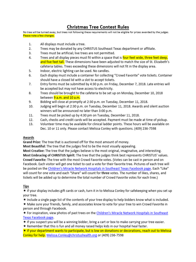 Christmas Tree Contest Guidelines | PDF