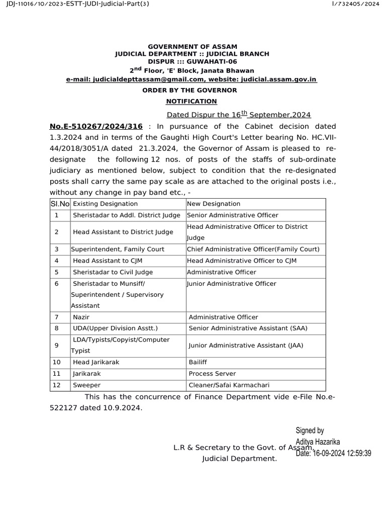 Notification Regarding Re-Designation | PDF | Governance ...