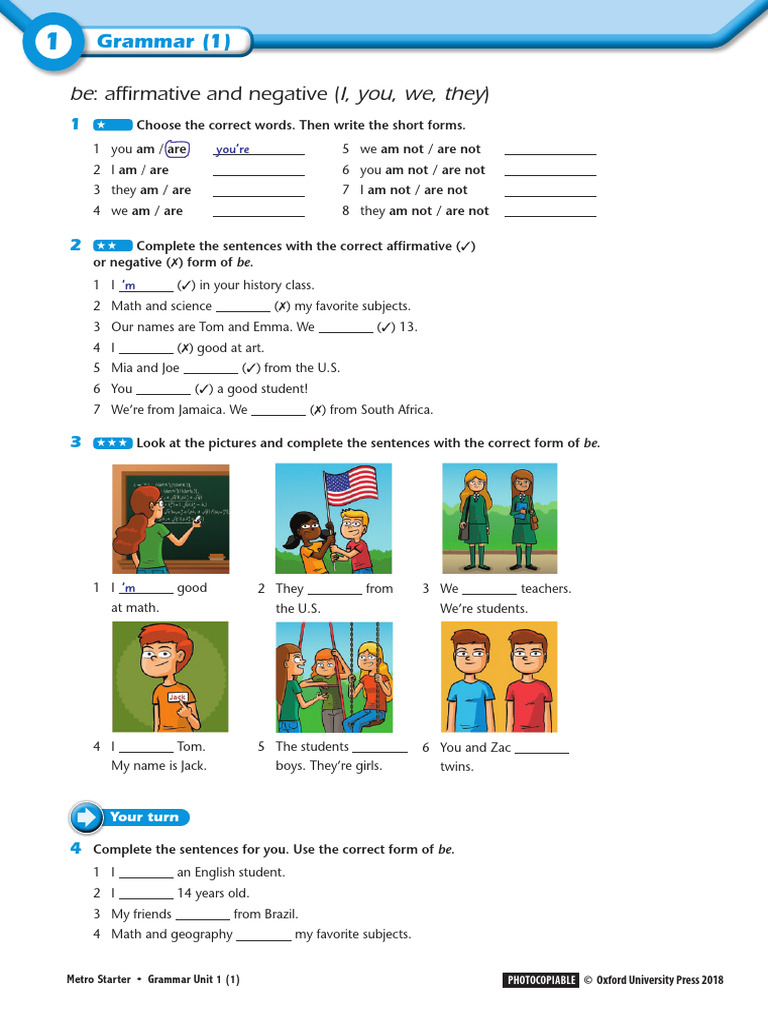 Metro Starter Grammar Worksheets | PDF | Linguistics