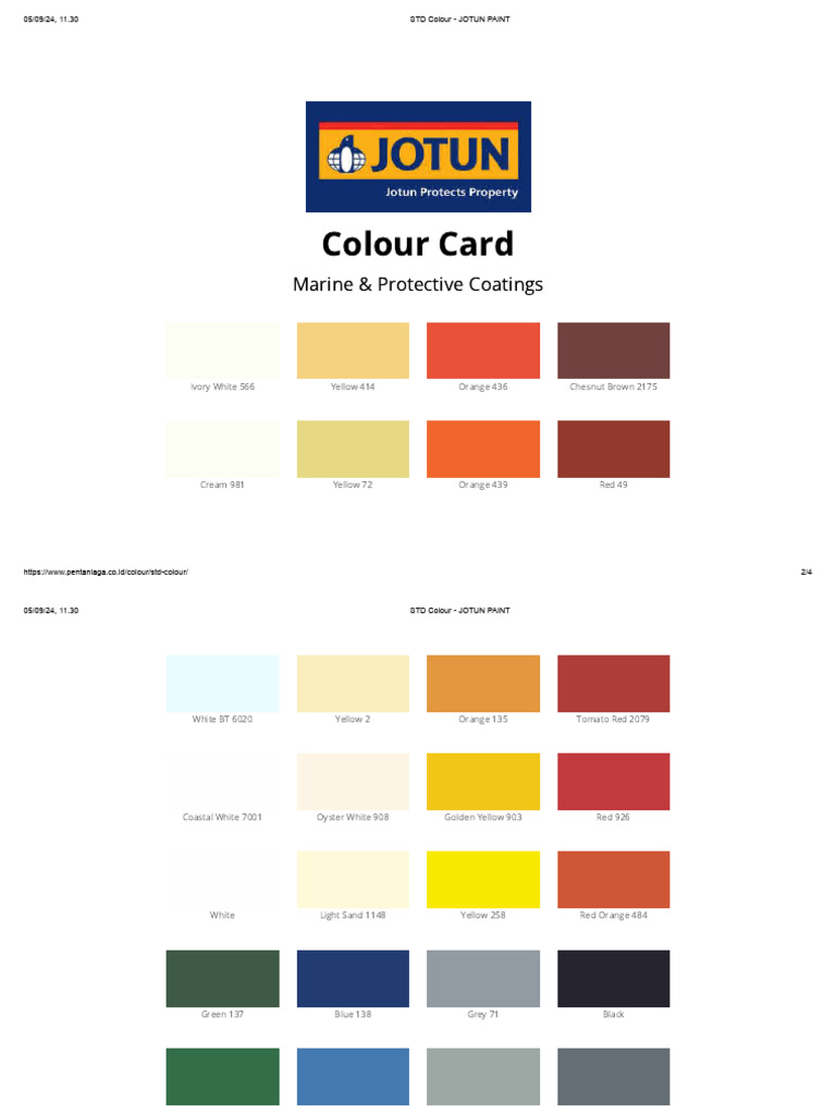 Jotun Paint Colour Catalogue 2024 | PDF | Paint | Color