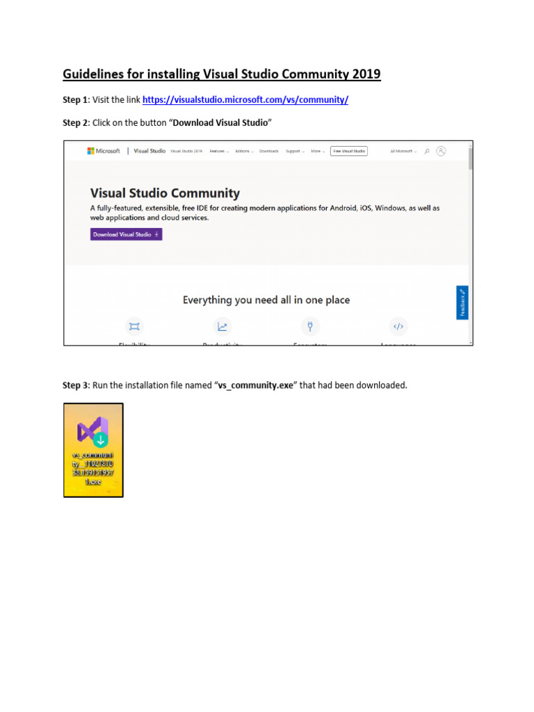 Installing Visual Studio Community 2019 | PDF