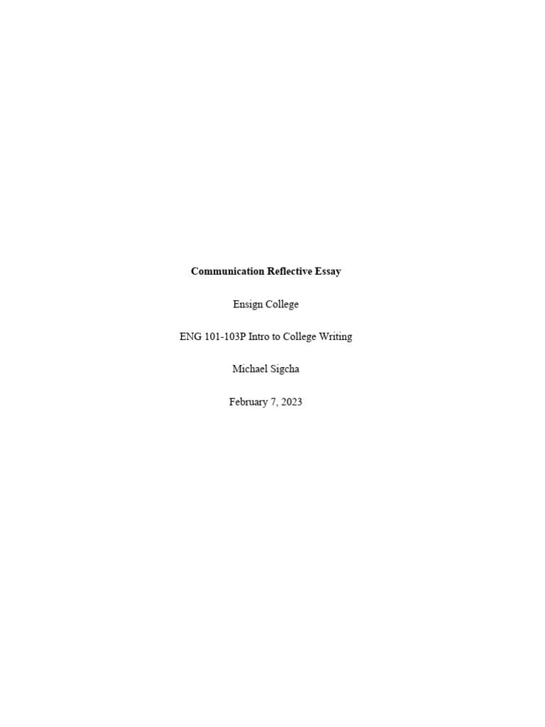 Reflective Essay on Communication Skills | PDF | Communication ...