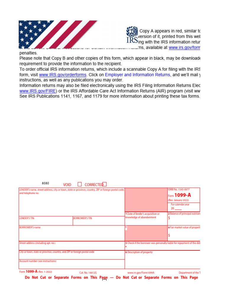 Form 1099-A Instructions Overview | PDF | Debt | Loans